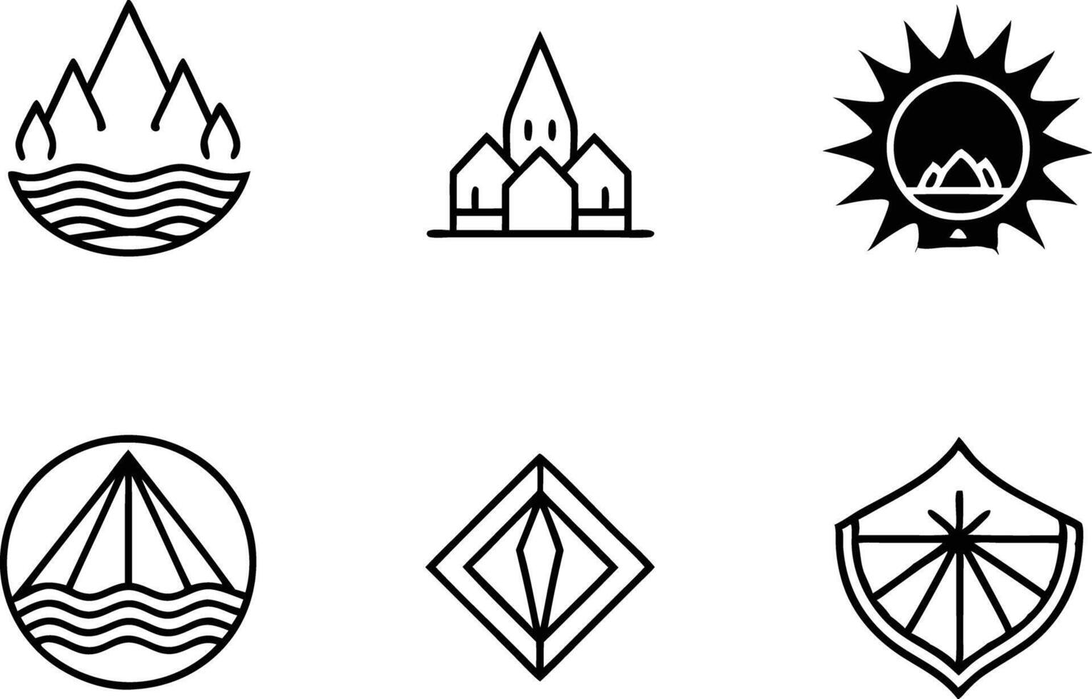 set off minimal logo and icon illustration black and white vector