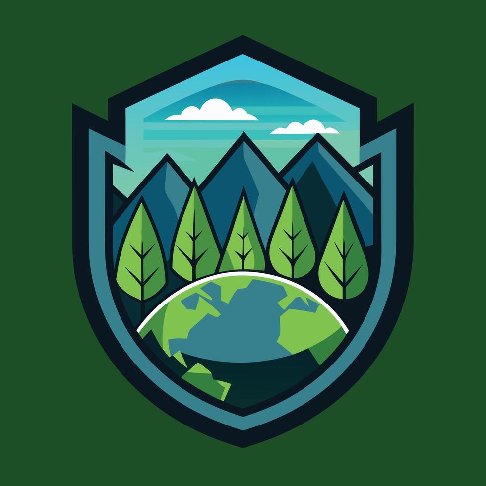 environment logo illustration on solid background vector