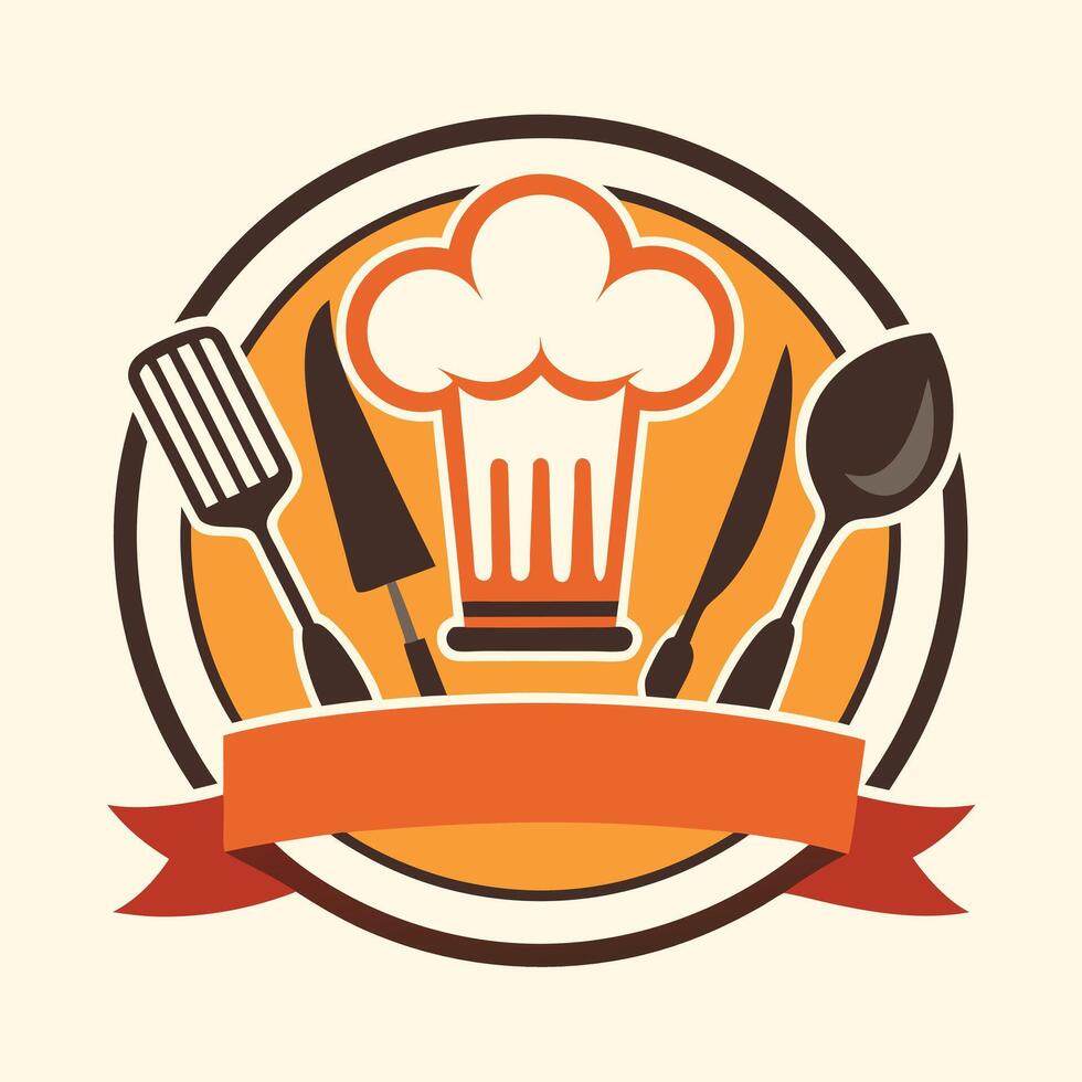 illustration of a cooking logo in solid background vector