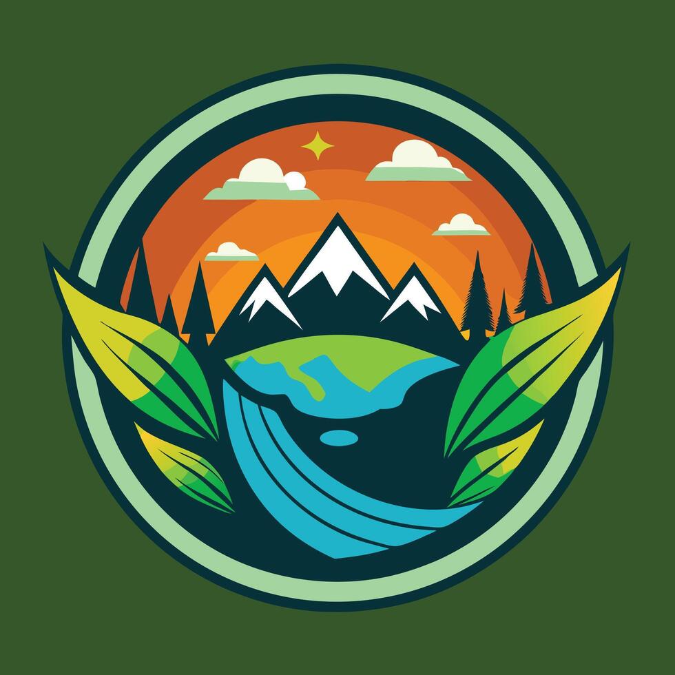 environment logo illustration on solid background vector