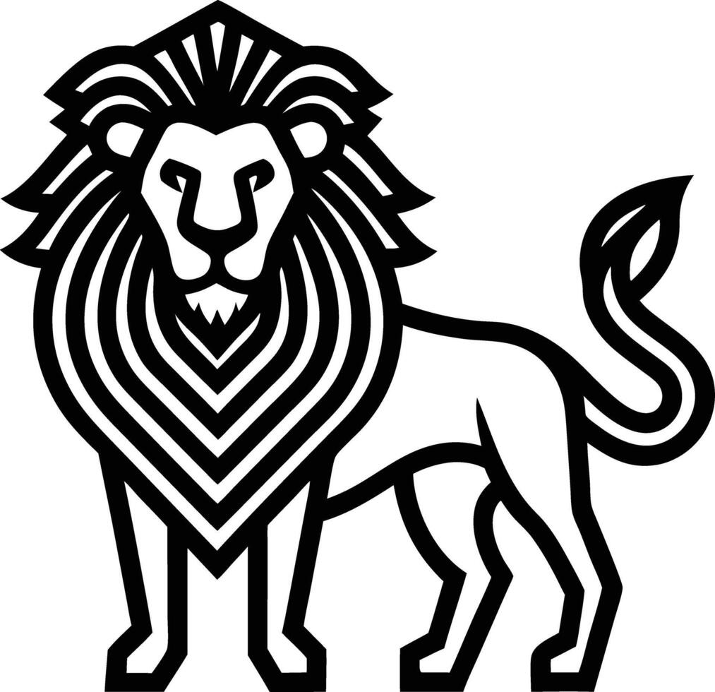 minimal lion head logo line art style black and white vector