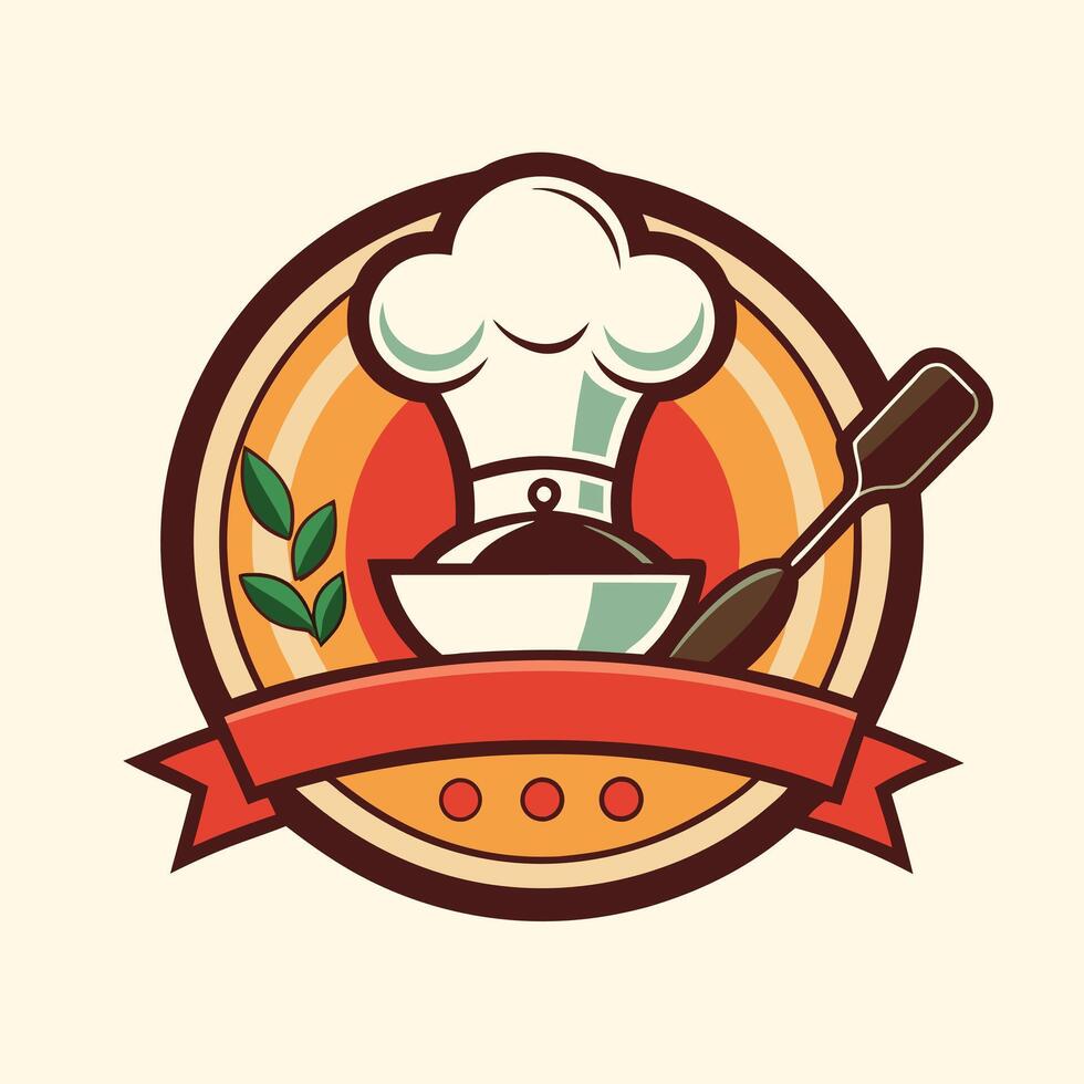 illustration of a cooking logo in solid background vector