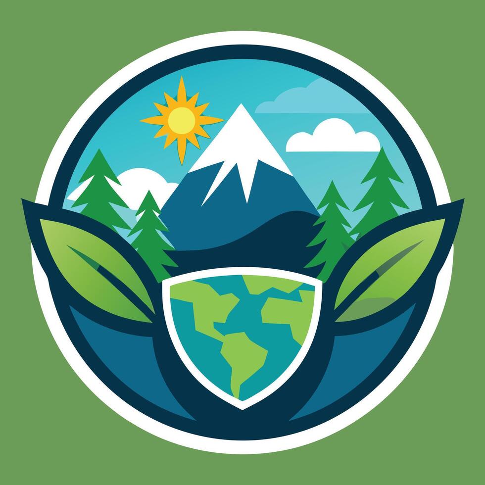 environment logo illustration on solid background vector