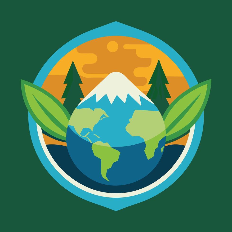 environment logo illustration on solid background vector