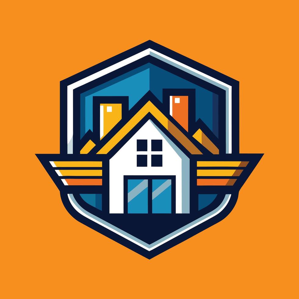 real estate logo illustration on solid background vector