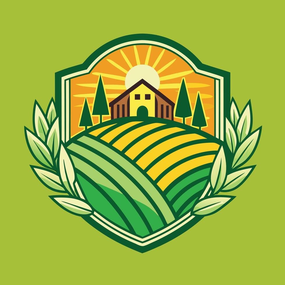 Farming logo illustration design on solid background vector