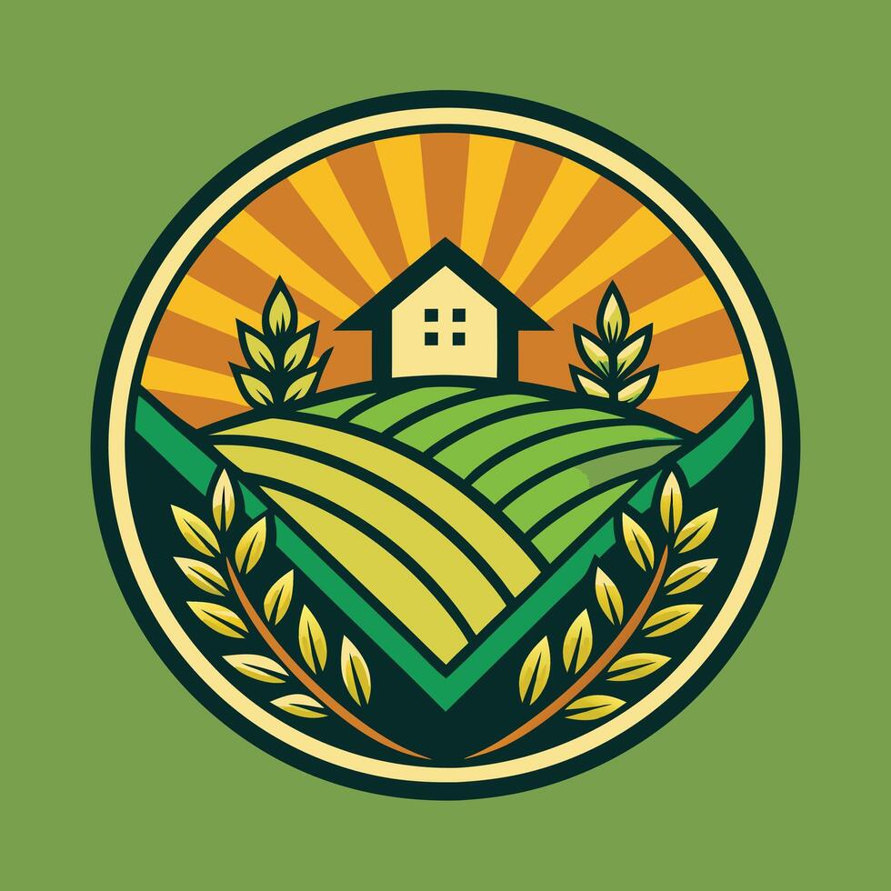 Farming logo illustration design on solid background vector