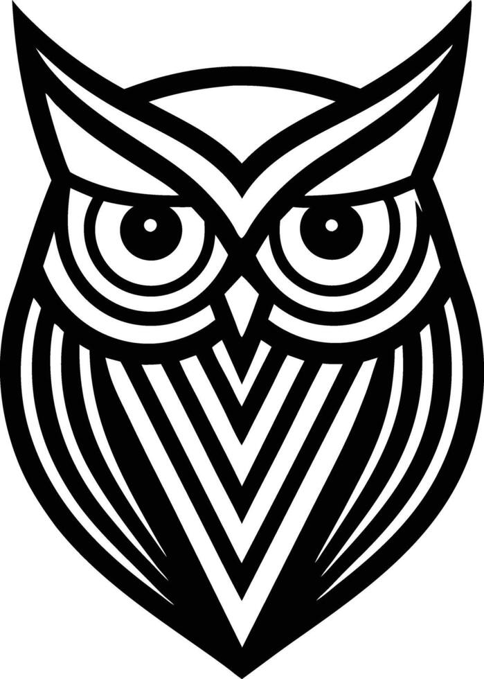 minimal linear owl logo illustration black and white vector