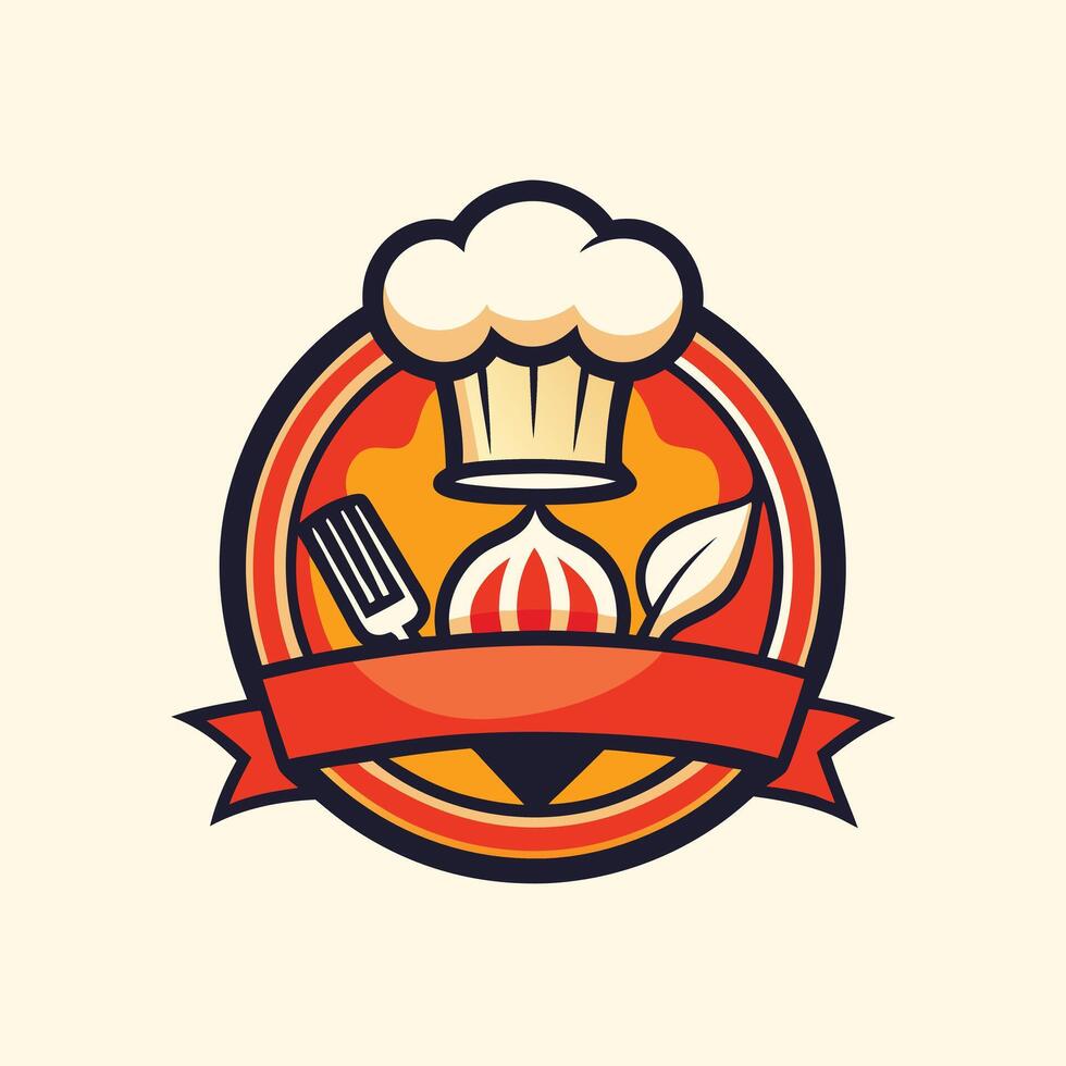 illustration of a cooking logo in solid background vector