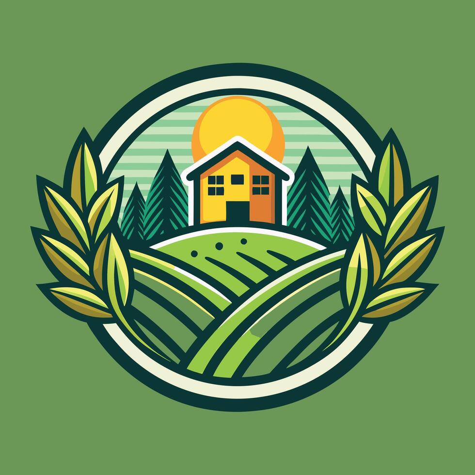 Farming logo illustration design on solid background vector