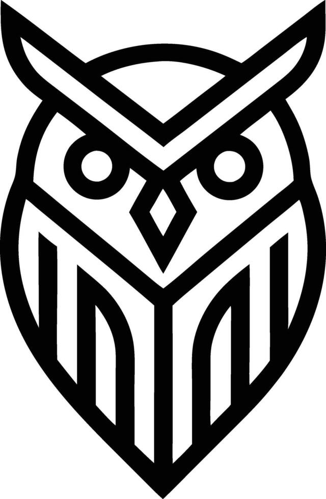 minimal linear owl logo illustration black and white vector