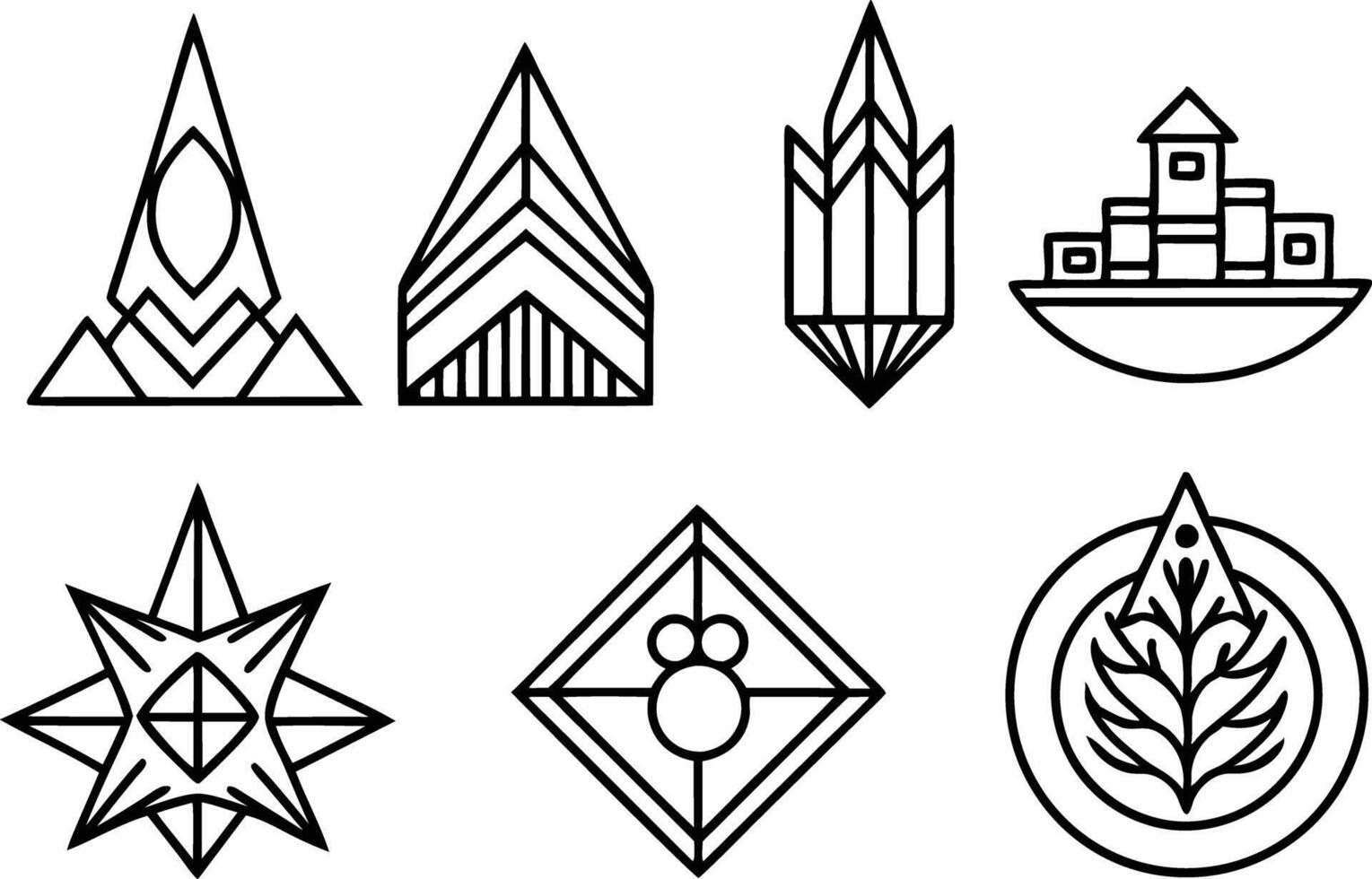set off minimal logo and icon illustration black and white vector