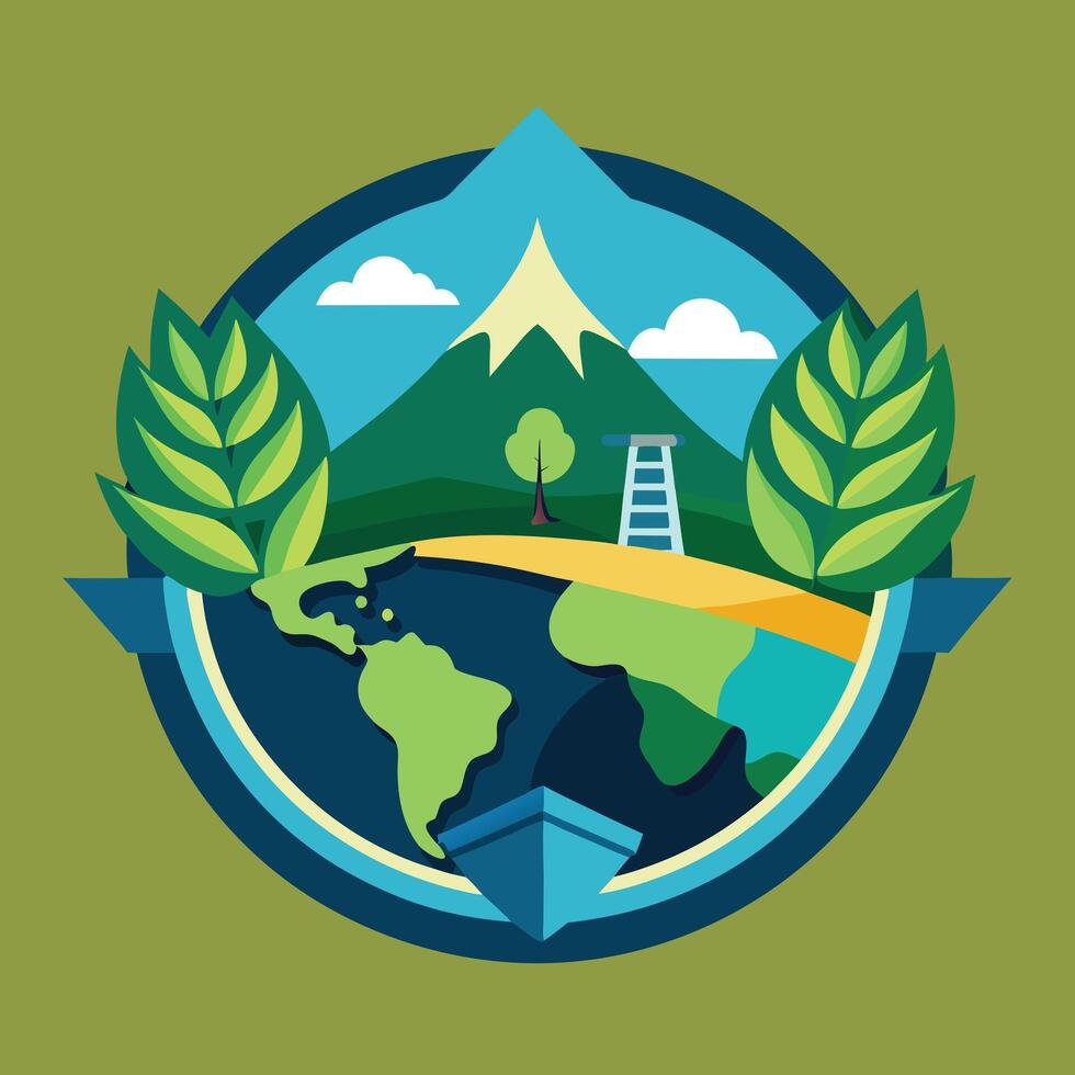 environment logo illustration on solid background vector
