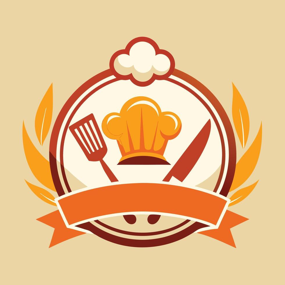 illustration of a cooking logo in solid background vector