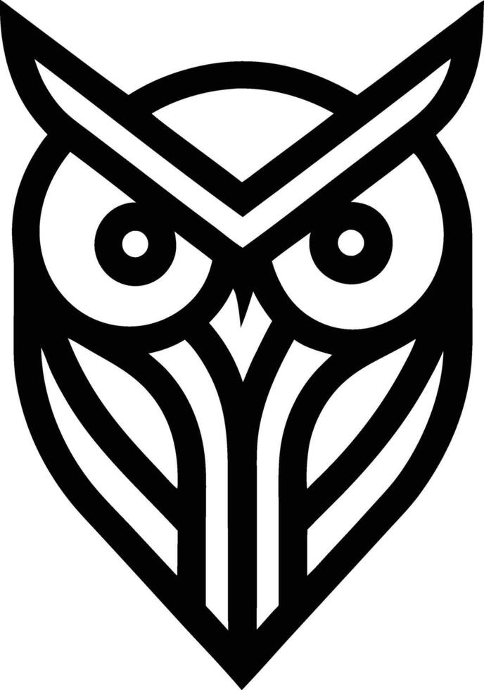minimal linear owl logo illustration black and white vector