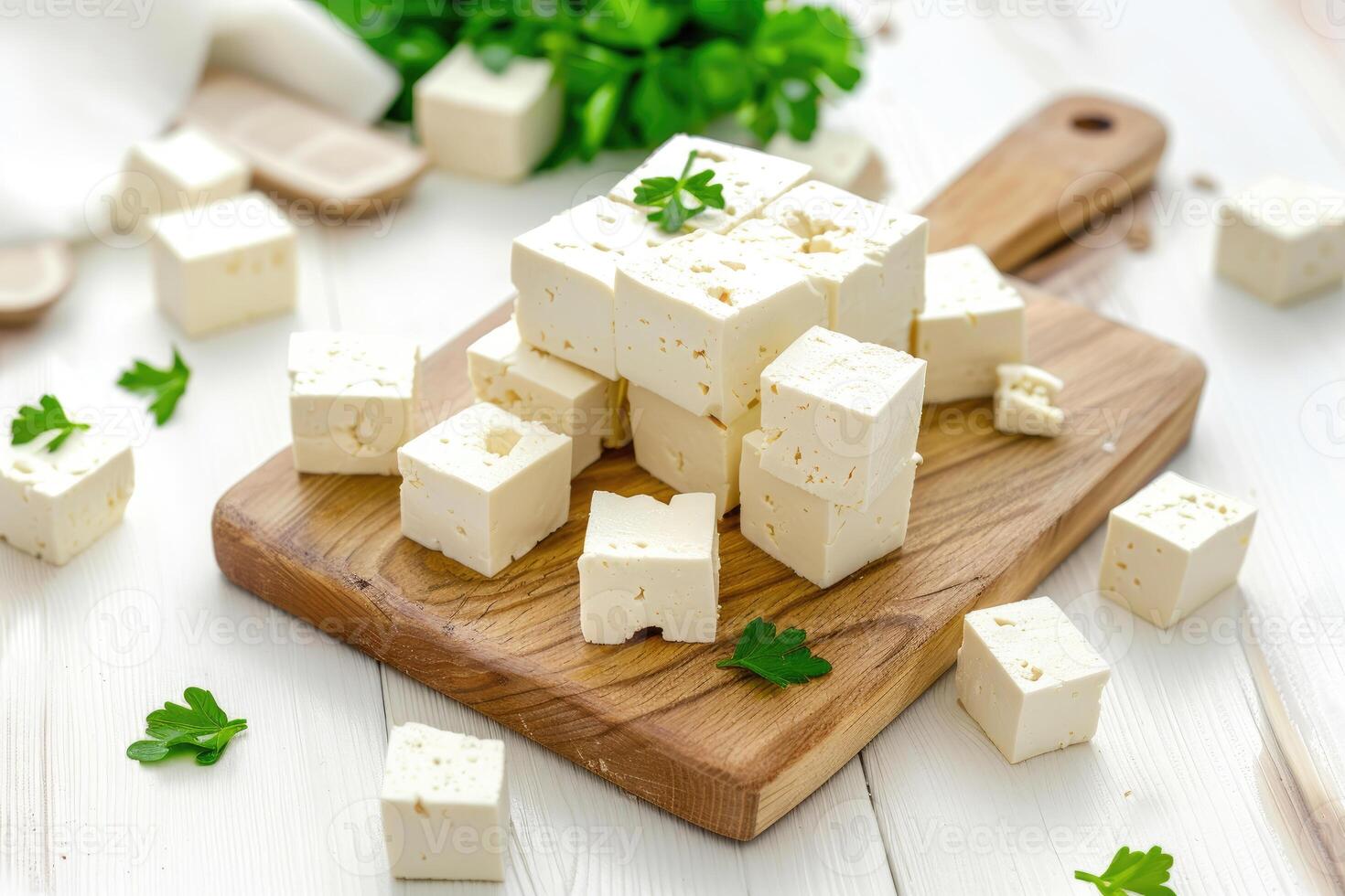 Tofu Cheese on Cutting Board photo
