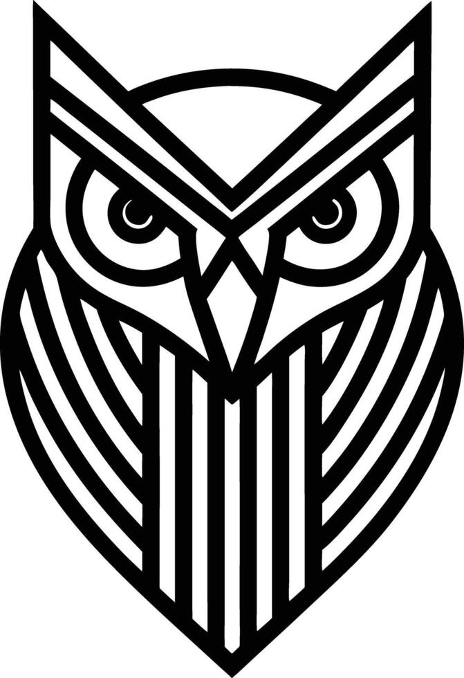 minimal linear owl logo illustration black and white vector