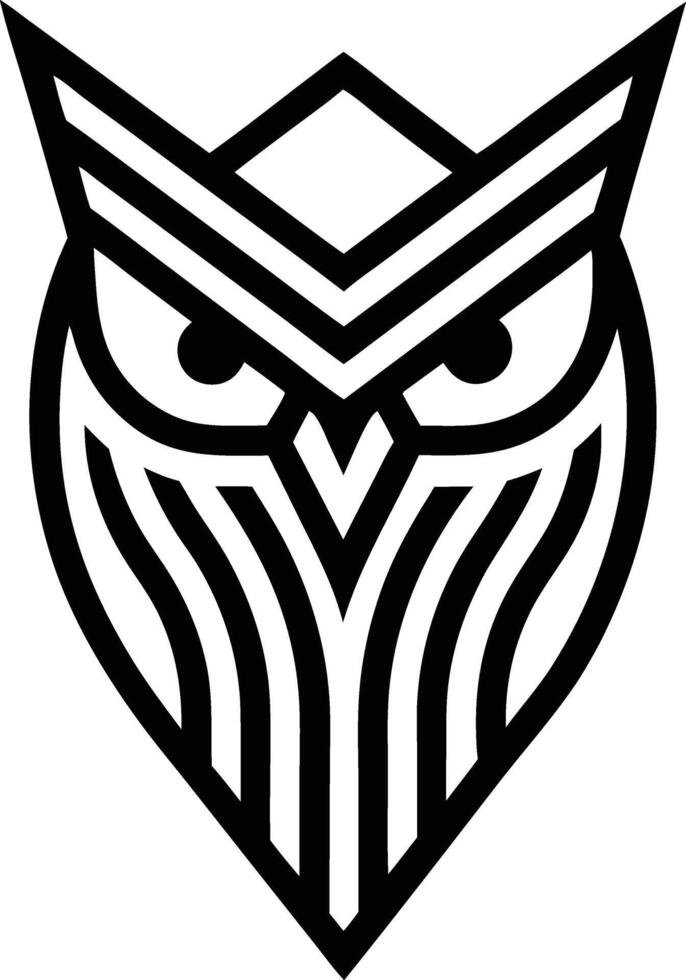 minimal linear owl logo illustration black and white vector