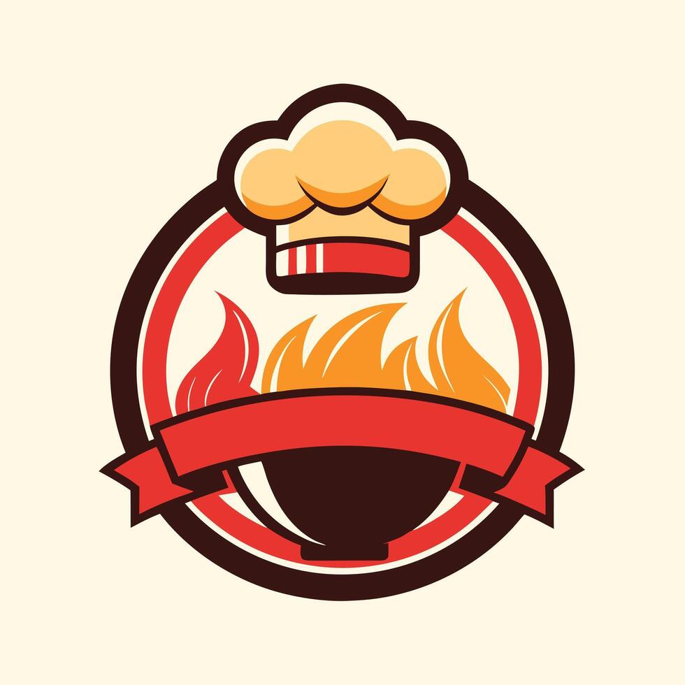 illustration of a cooking logo in solid background vector