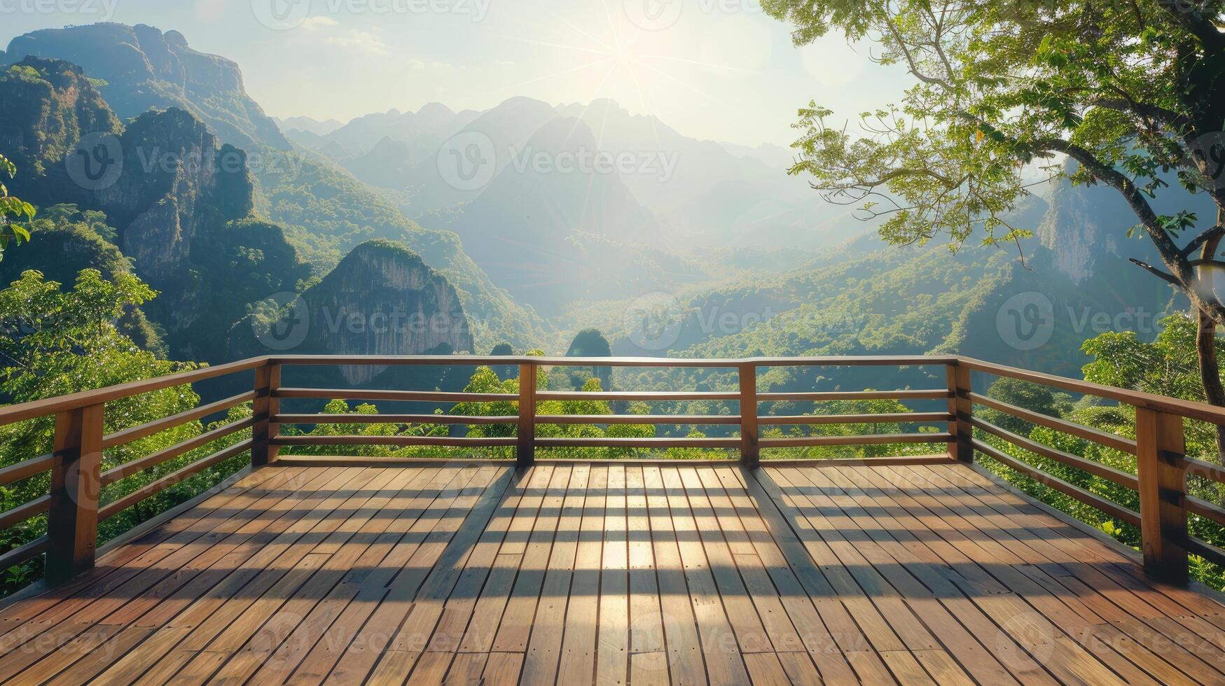 Wooden Balcony in Mountains photo