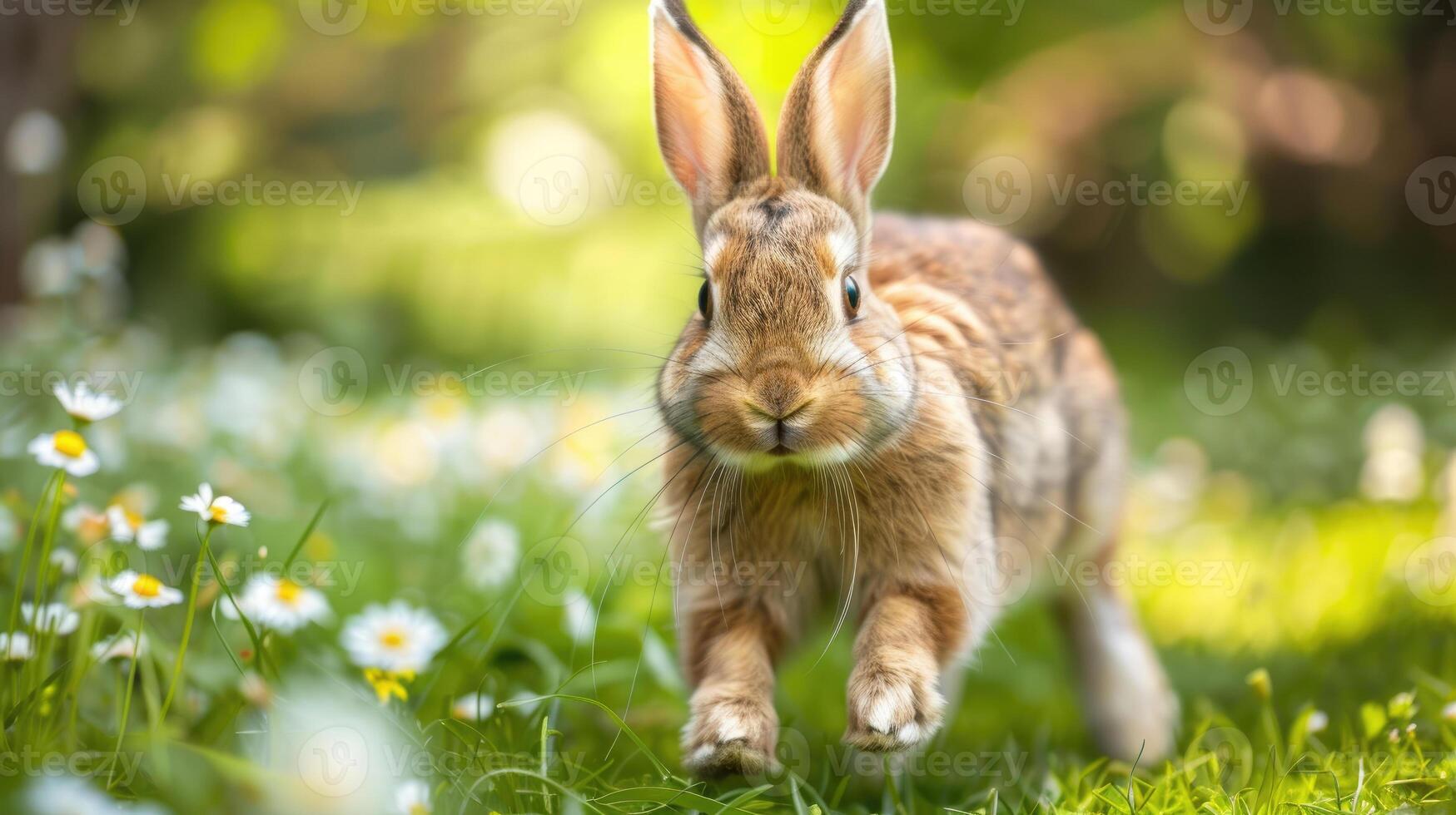 Rabbit Running in Grass photo