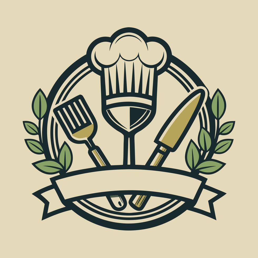 cooking logo illustration on solid background vector