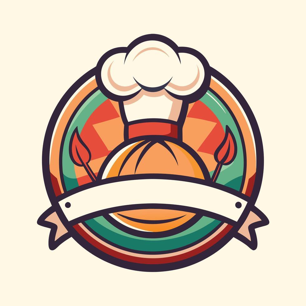 illustration of a cooking logo in solid background vector