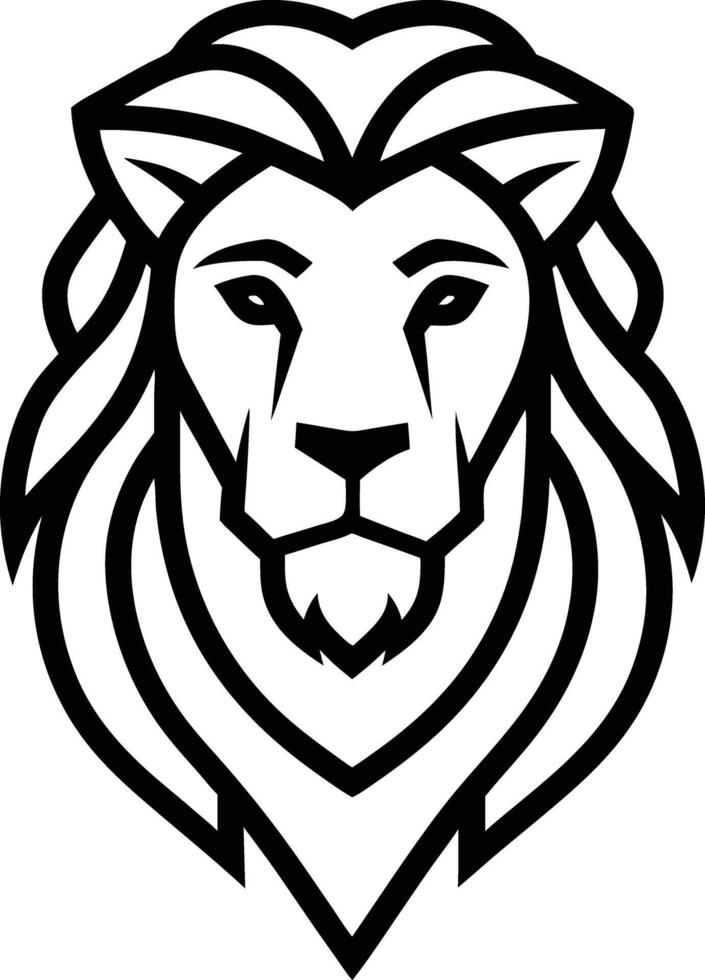 minimal lion head logo line art style black and white vector