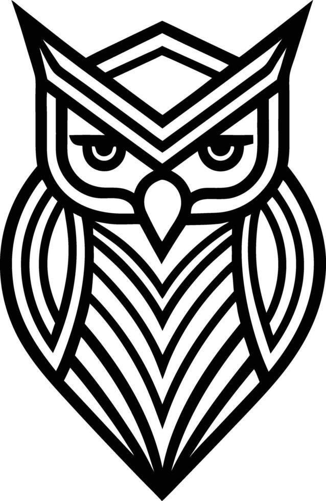 minimal linear owl logo illustration black and white vector