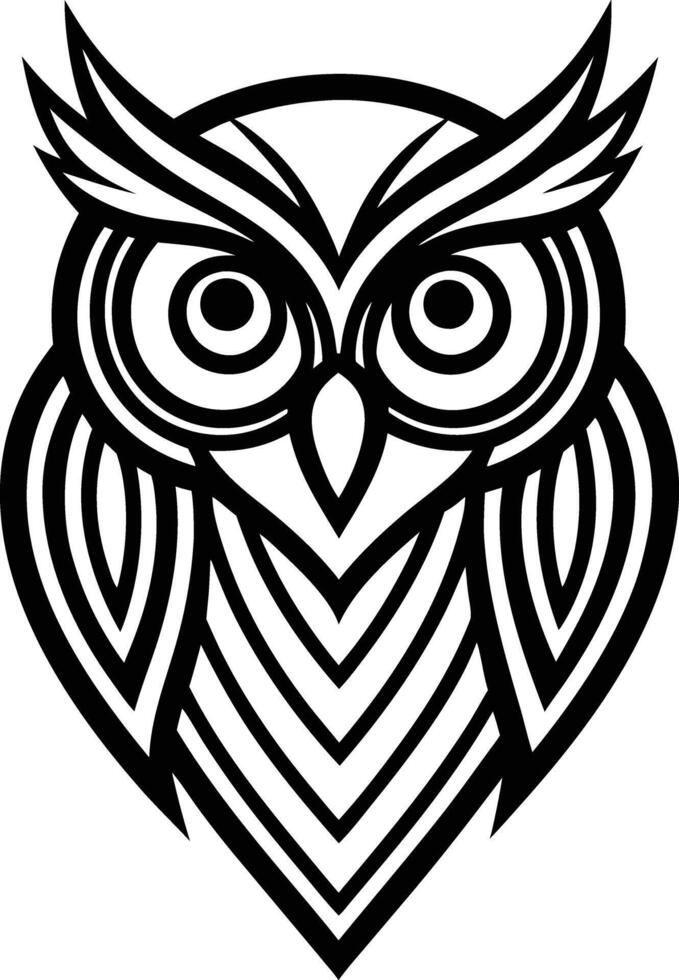 minimal linear owl logo illustration black and white vector