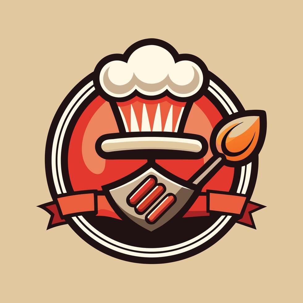 illustration of a cooking logo in solid background vector