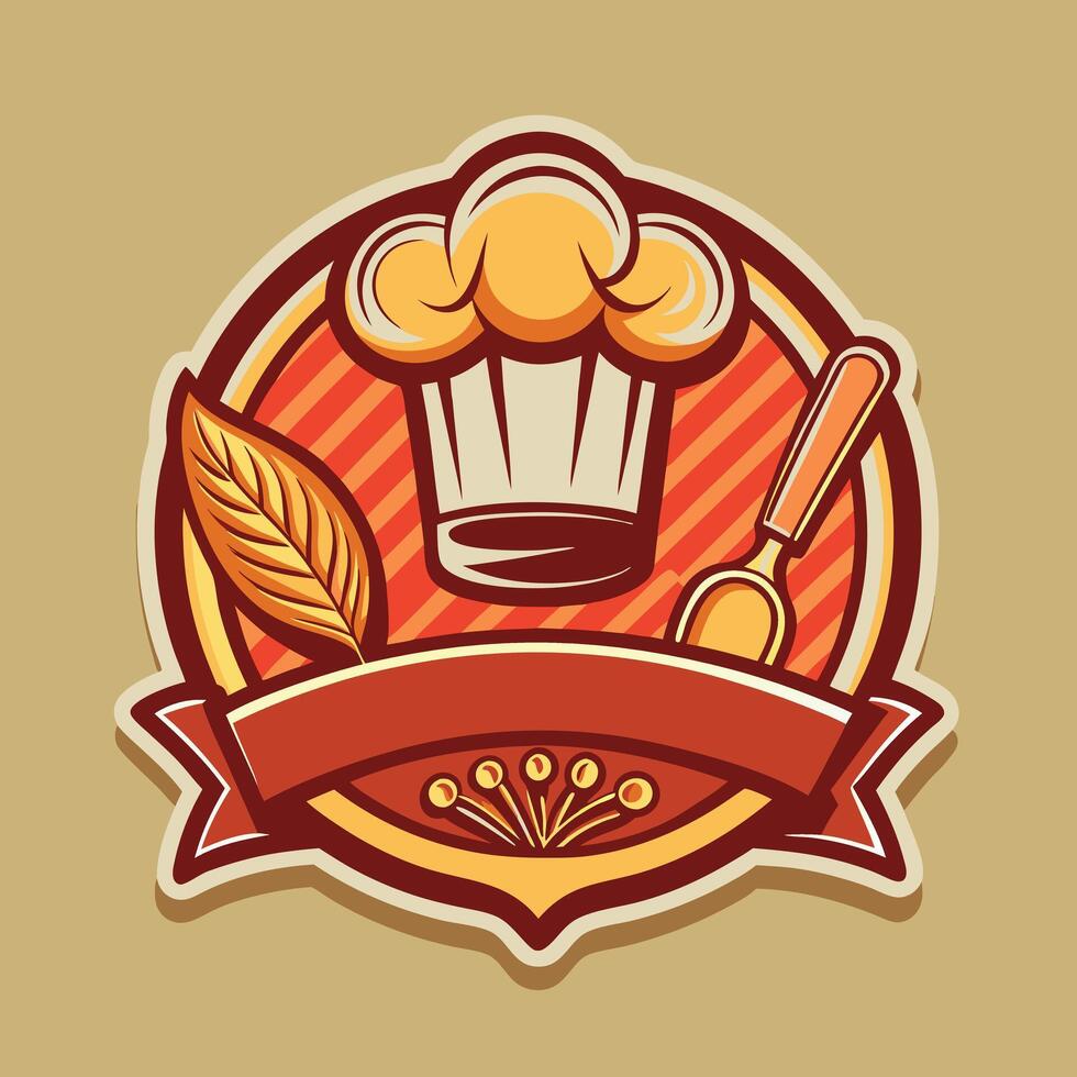 cooking logo illustration on solid background vector