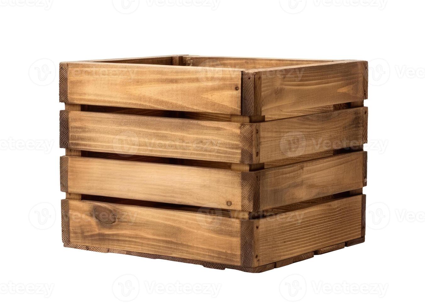 Wooden Crate, Isolated on White photo