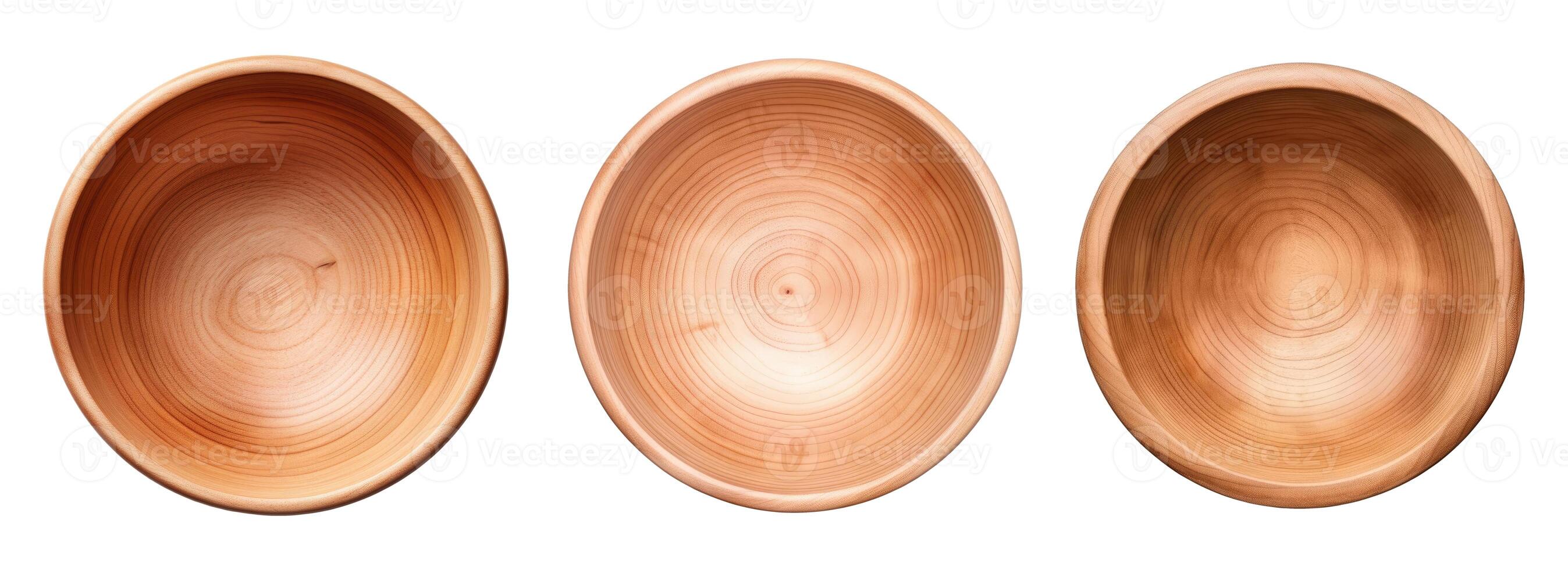 Wooden Bowls, Isolated on White photo