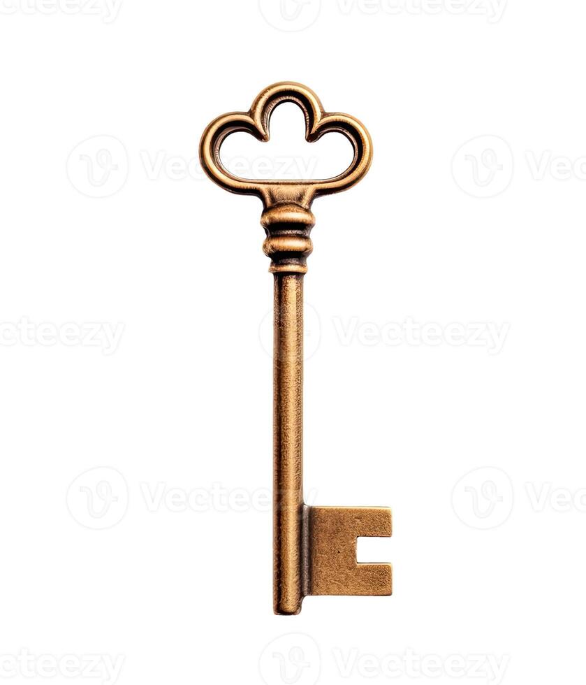 Vintage Key, Isolated on White photo