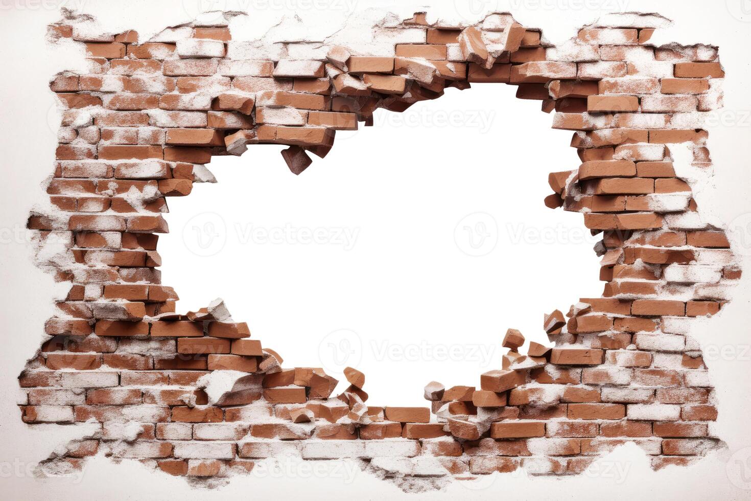 Hole in Brown Brick Wall photo