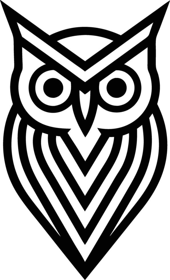 minimal linear owl logo illustration black and white vector