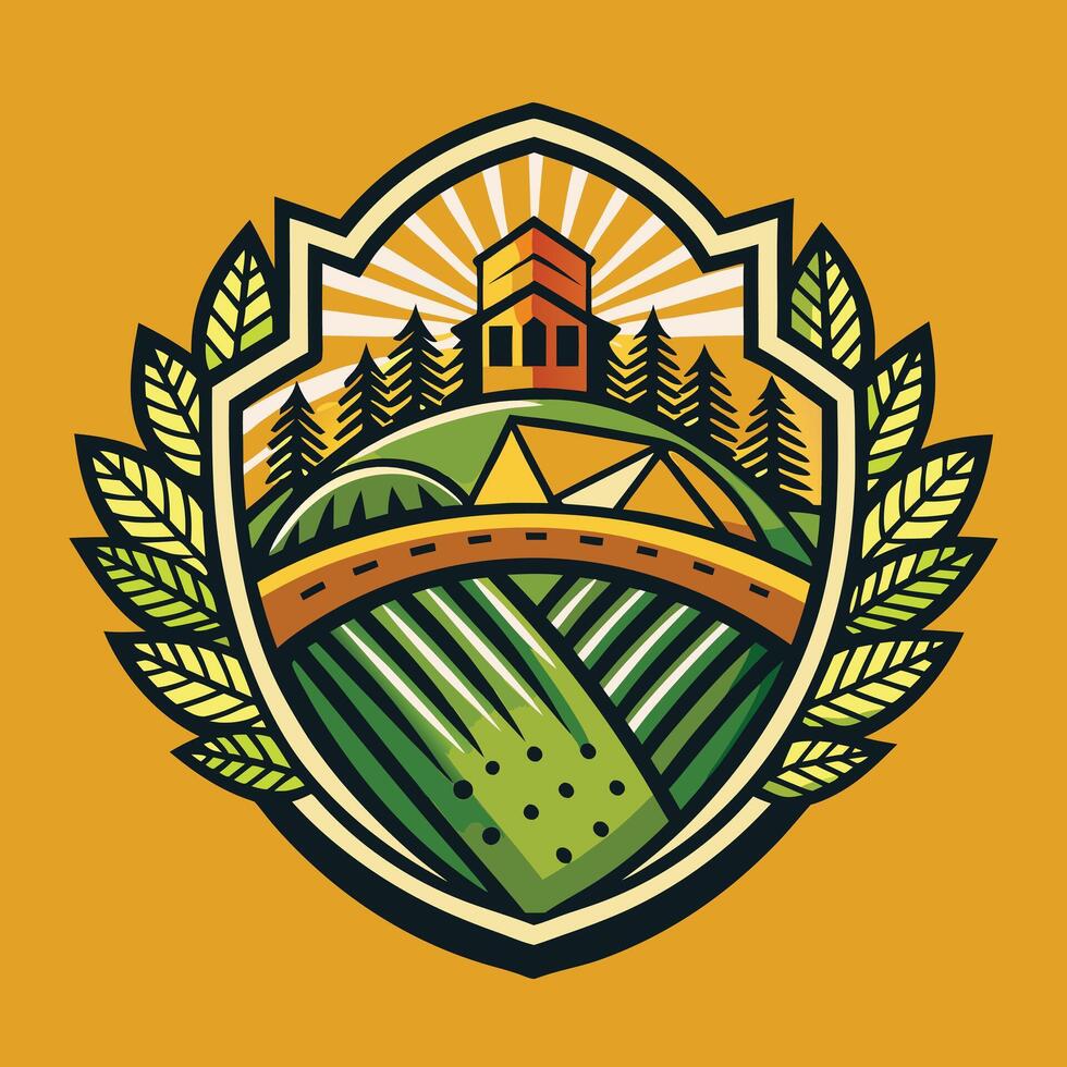 Farming logo illustration design on solid background vector