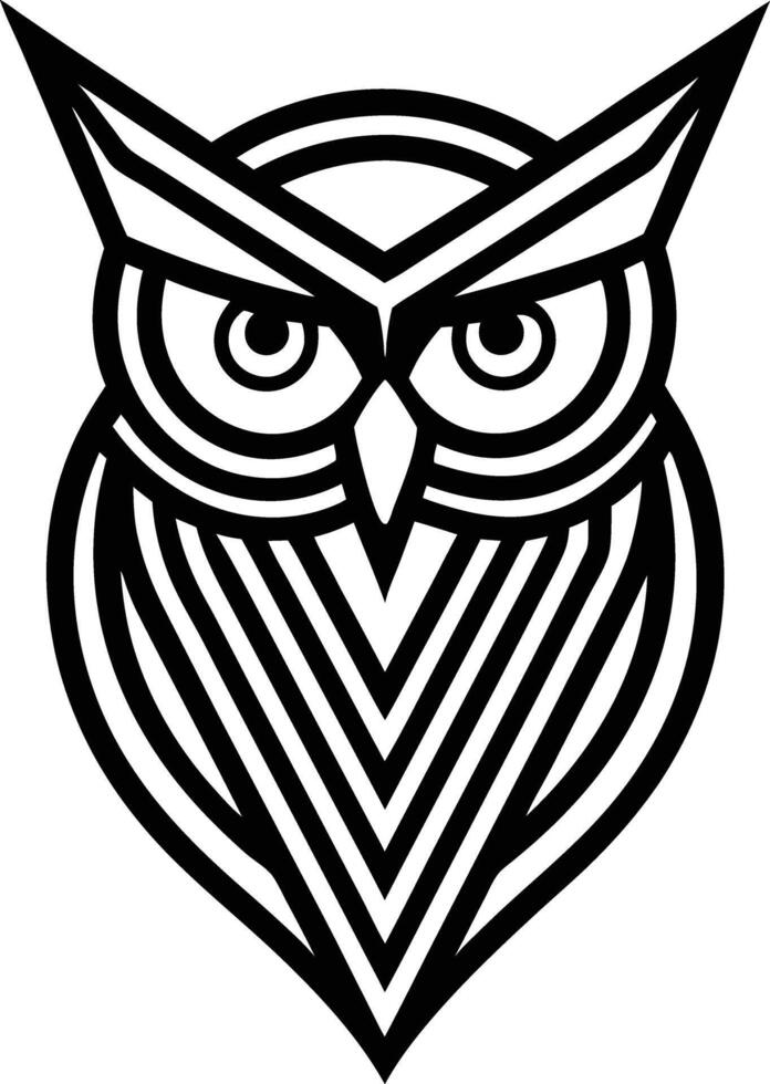minimal linear owl logo illustration black and white vector