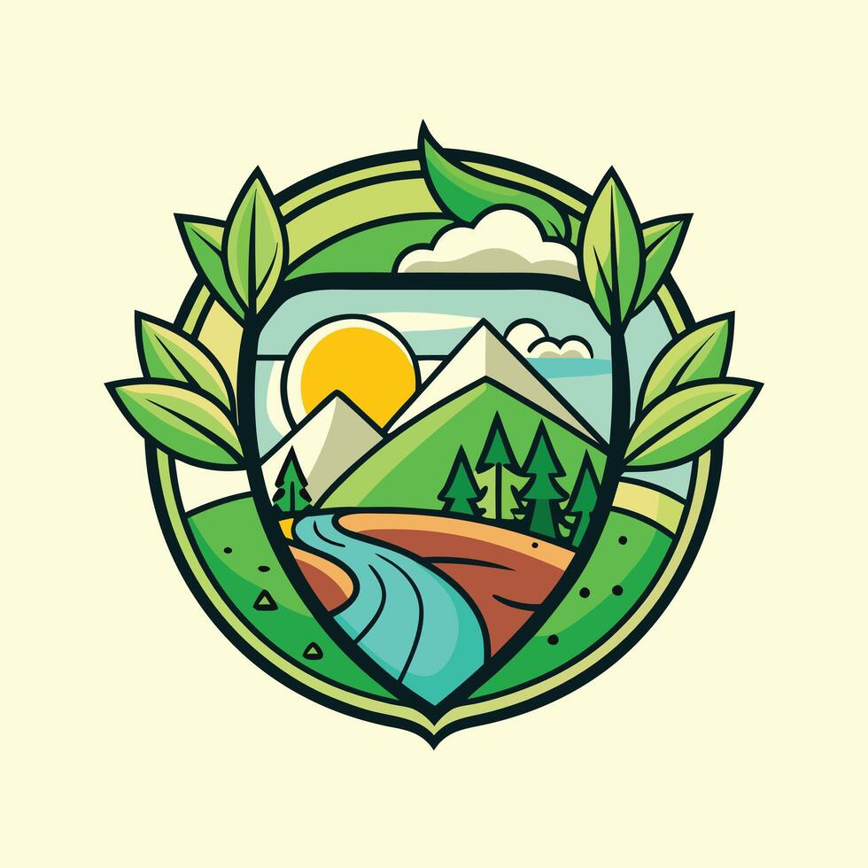 environment logo illustration on solid background vector