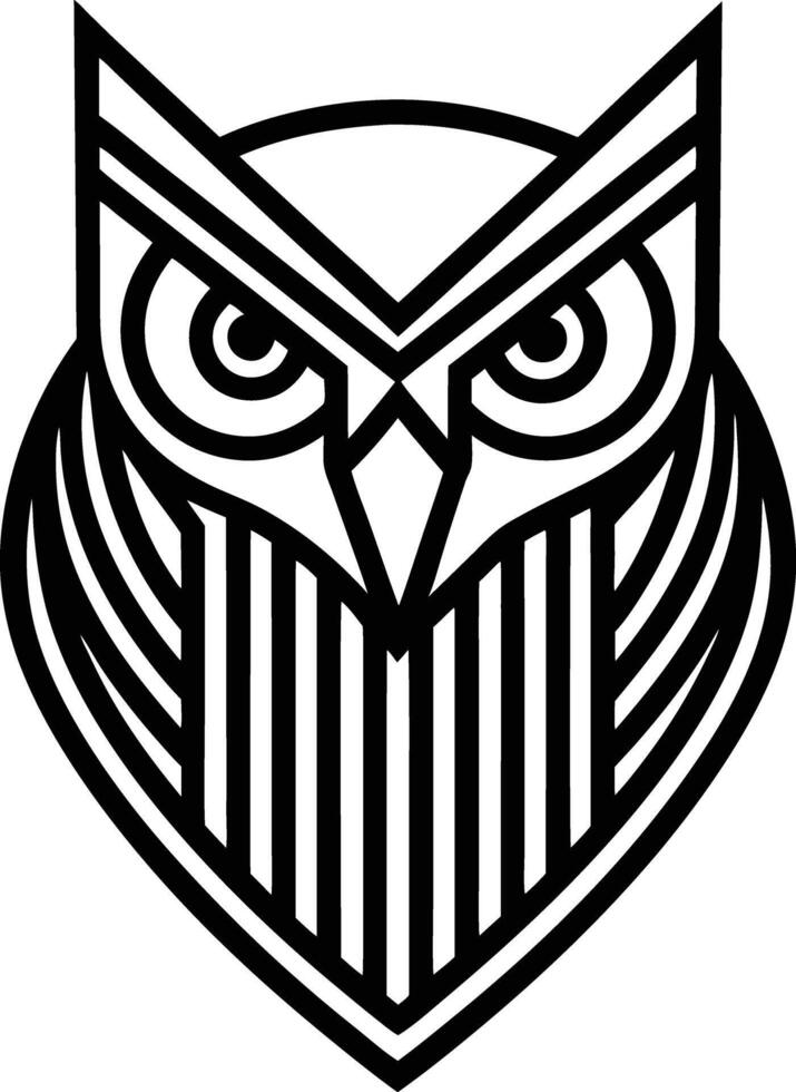 minimal linear owl logo illustration black and white vector