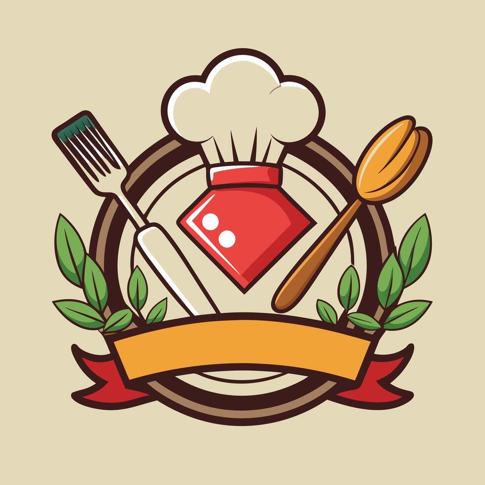 cooking logo illustration on solid background vector