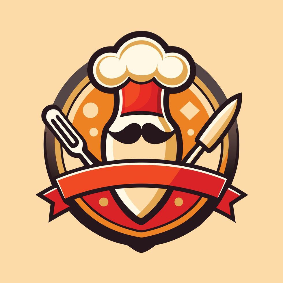 illustration of a cooking logo in solid background vector