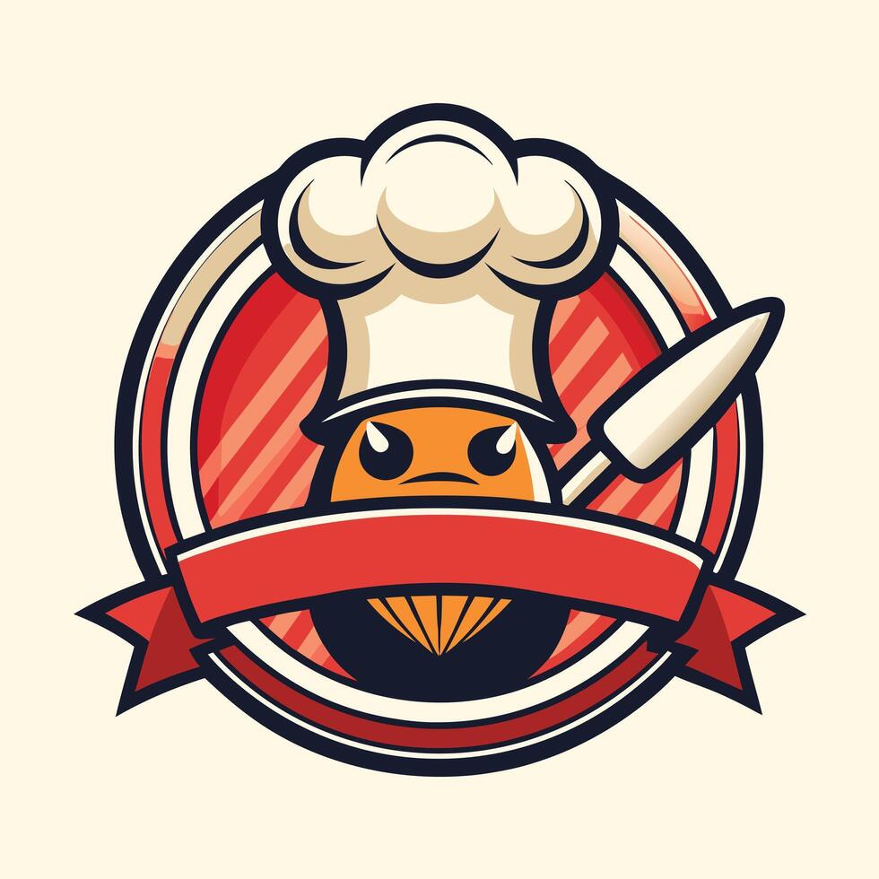 illustration of a cooking logo in solid background vector
