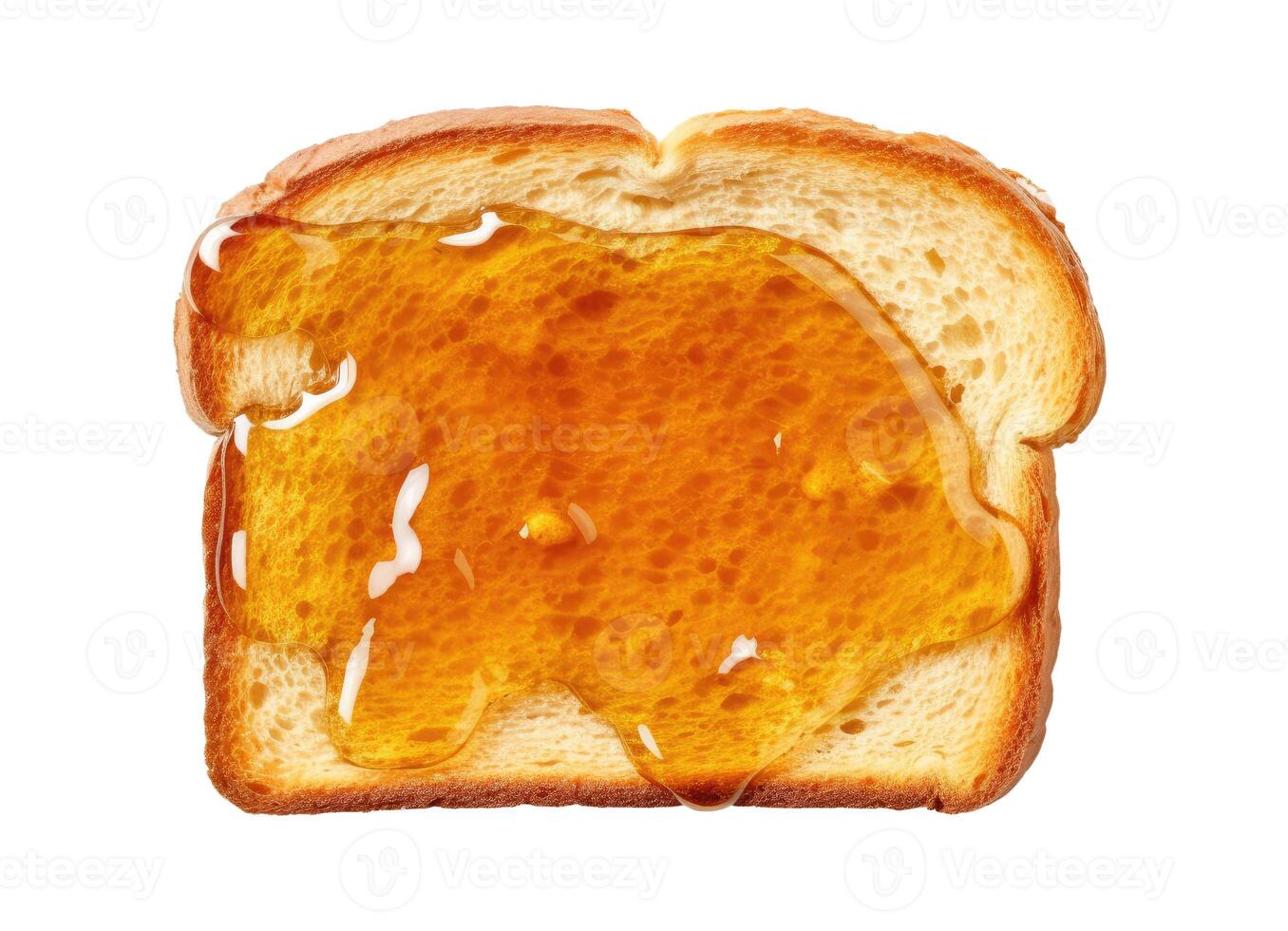 Toast with Honey, Isolated on White photo