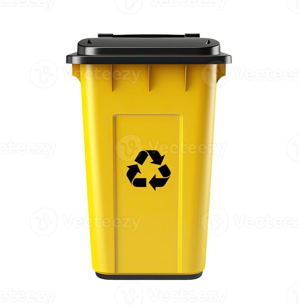 Yellow Recycling Bin, Isolated on White photo