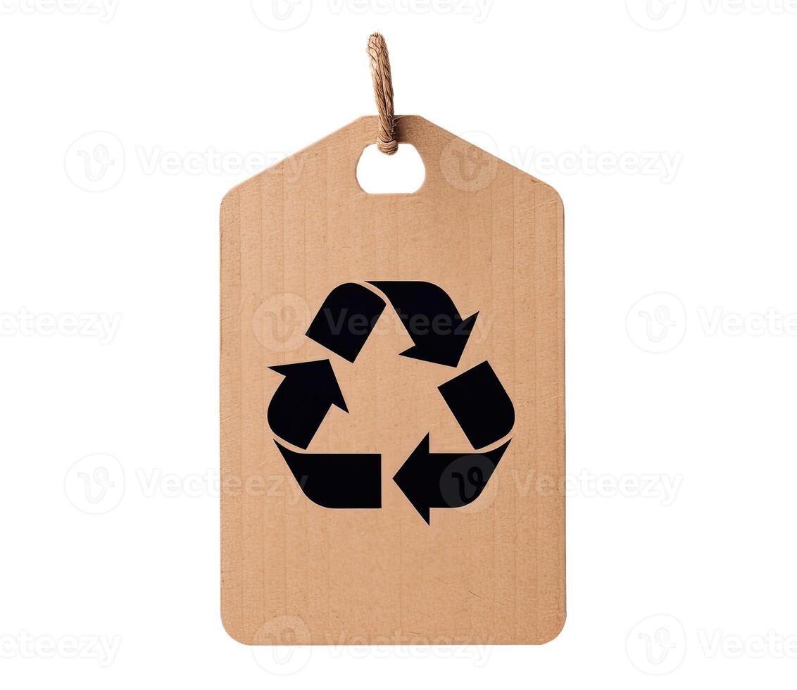 Label with Recycling Symbol, Isolated on White photo
