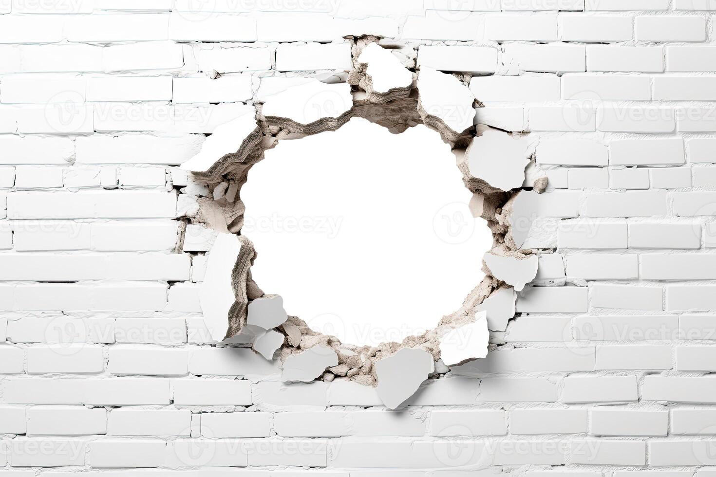 Hole in White Brick Wall, photo