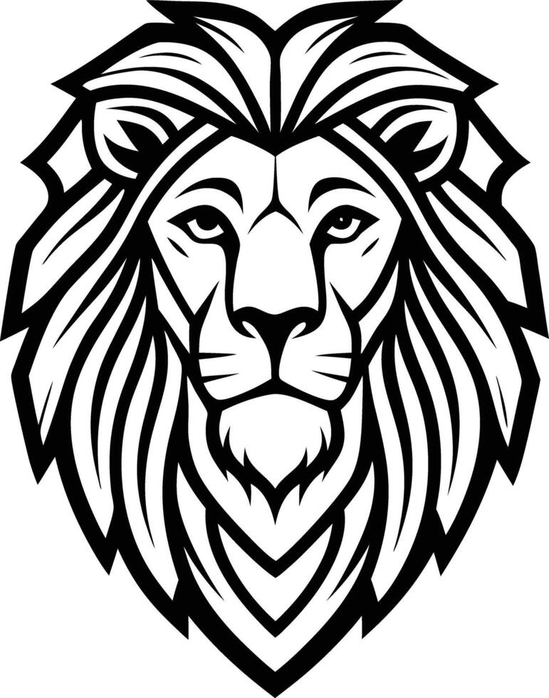 minimal lion head logo line art style black and white vector
