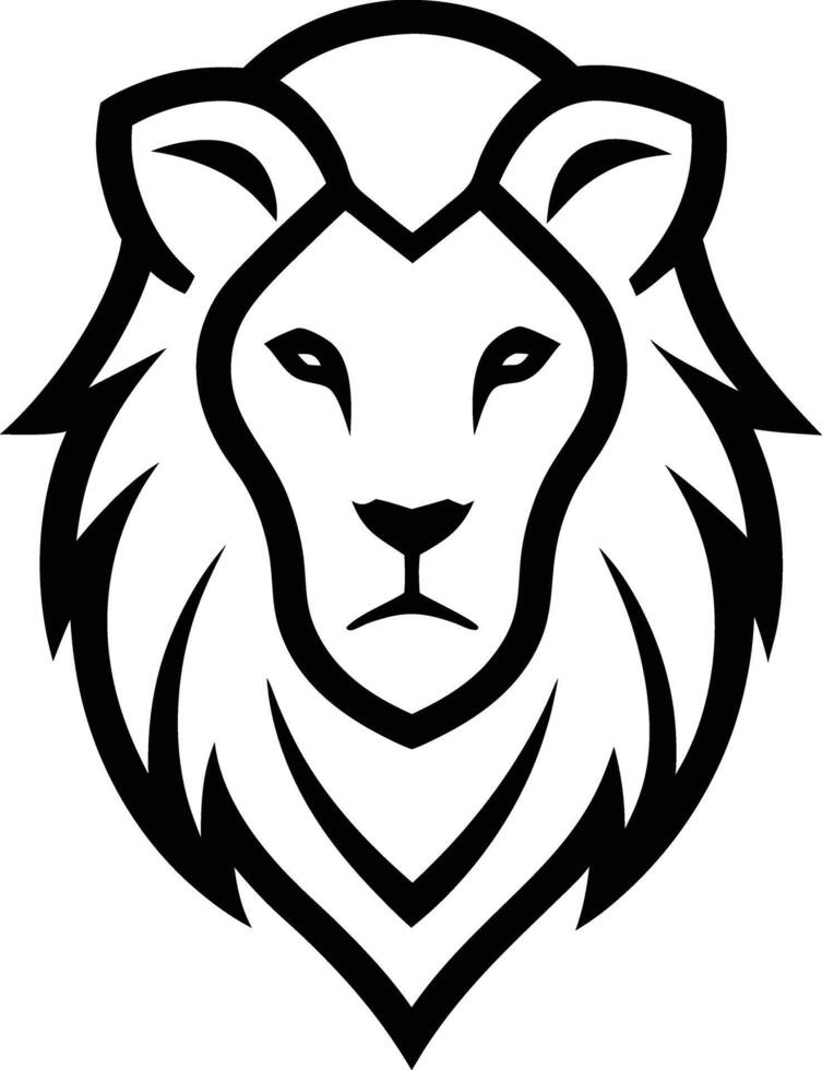 minimal lion head logo line art style black and white vector